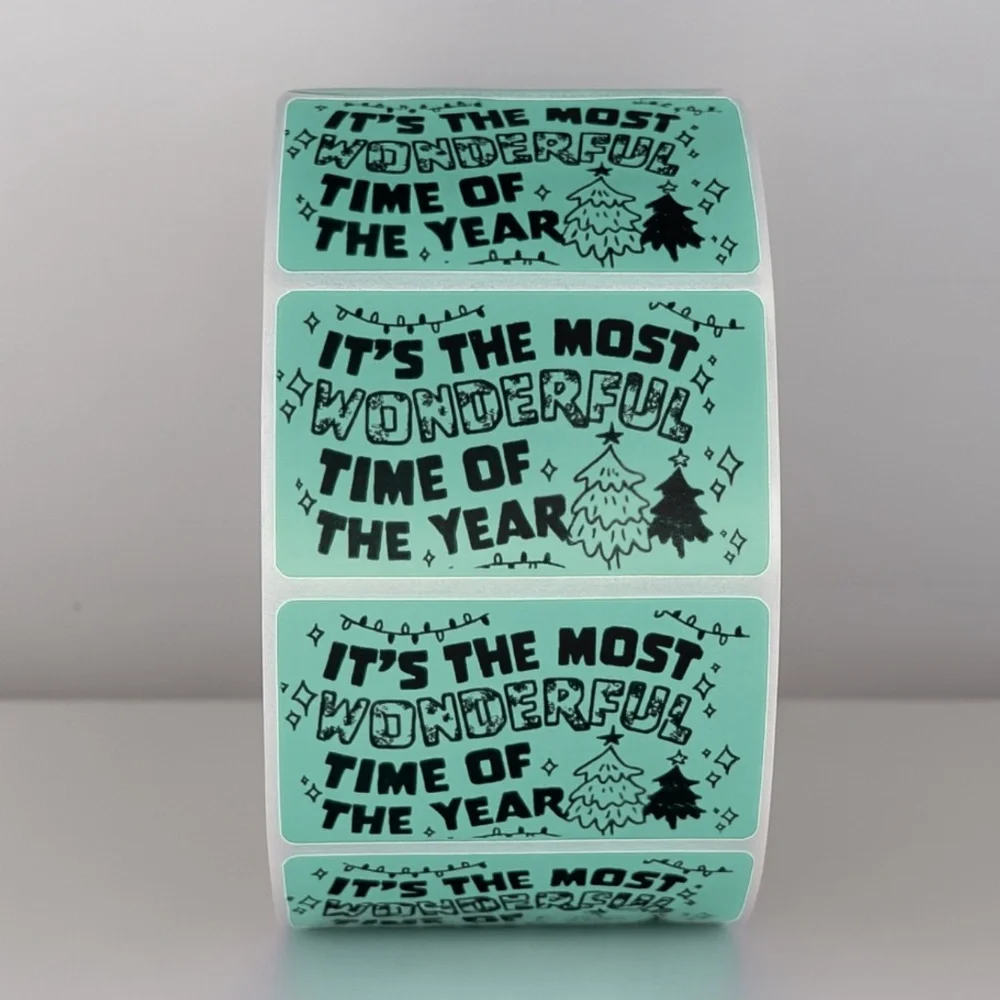 Wonderful Time of Year Stickers | Green Holiday Christmas Packaging Labels - Picture 5 of 11